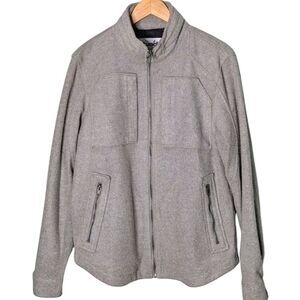 tunellus Grey Tweed Zip Up Sweater Jacket Hidden Hood size Men's L